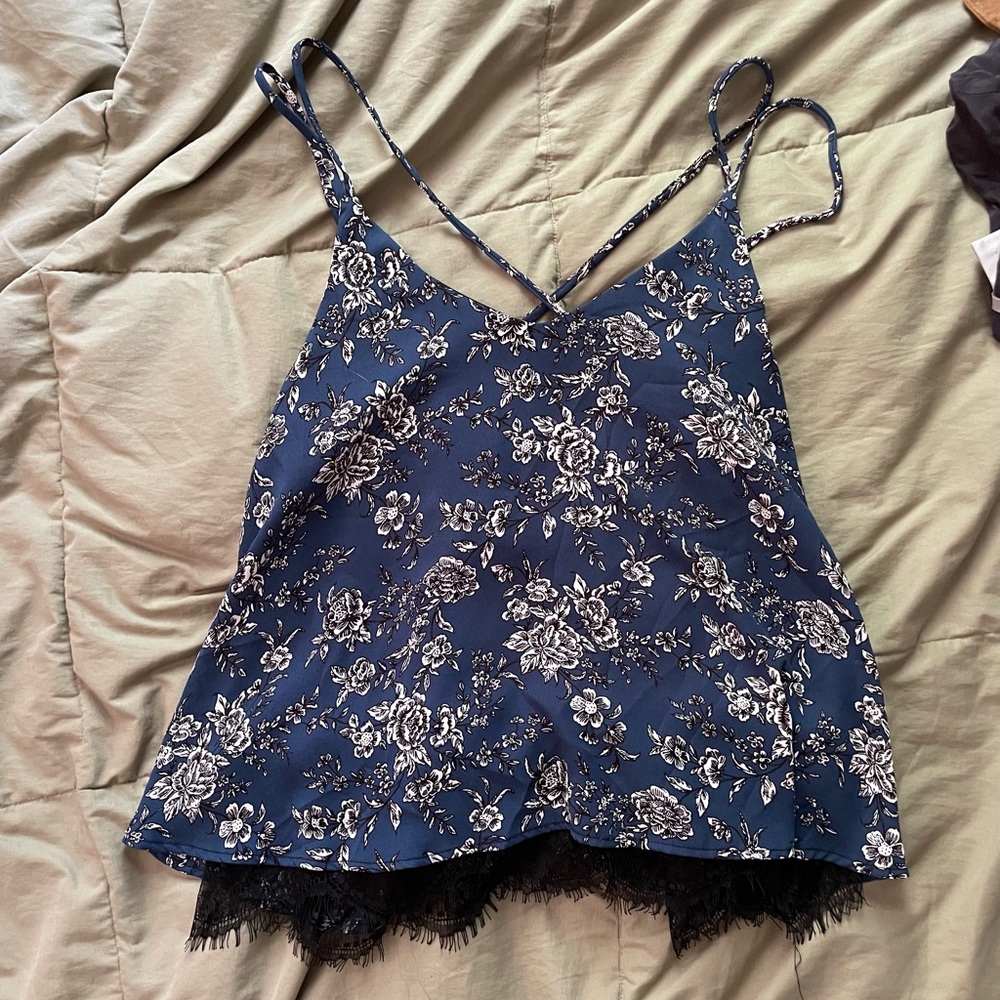 Cropped Lace Floral Tank